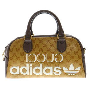 GUCCI ADIDAS GG shoulder mini duffle gym bag brown